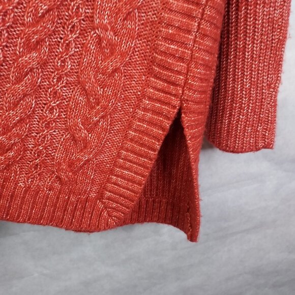 cAbi Sweater Women's Small Playoff Pullover Cable Knit Crew Neck Tunic Orange - Picture 11 of 16